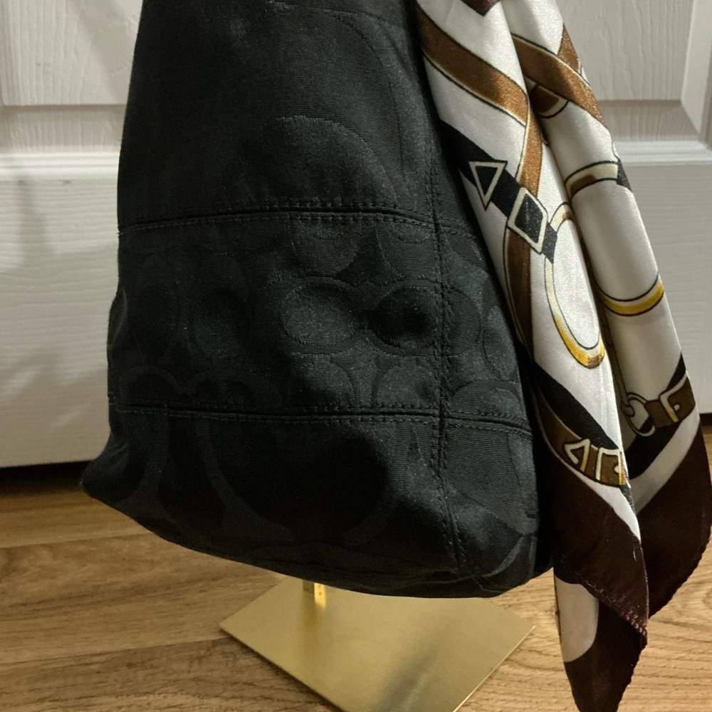 Coach Black Shoulder & Hand Bag with Scarf Detail - Picture 8 of 11